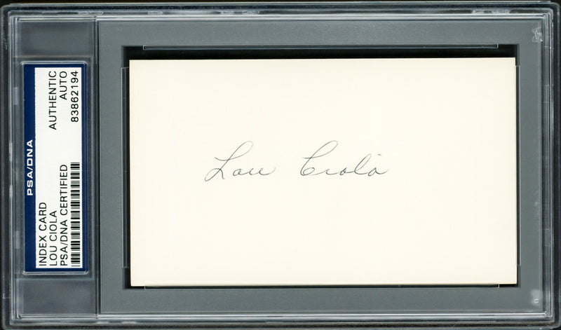 Lou Ciola Autographed 3x5 Index Card Philadelphia A's PSA/DNA Stock #211331