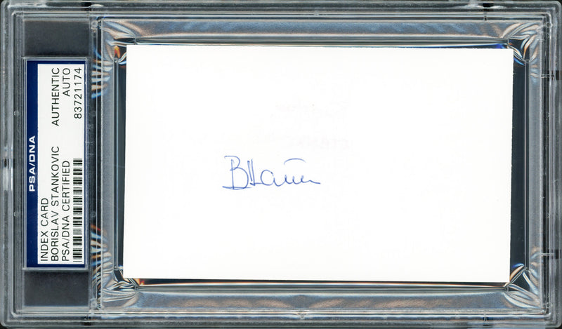 Borislav "Bora" Stankovic Autographed 3x5 Index Card PSA/DNA Stock #211339