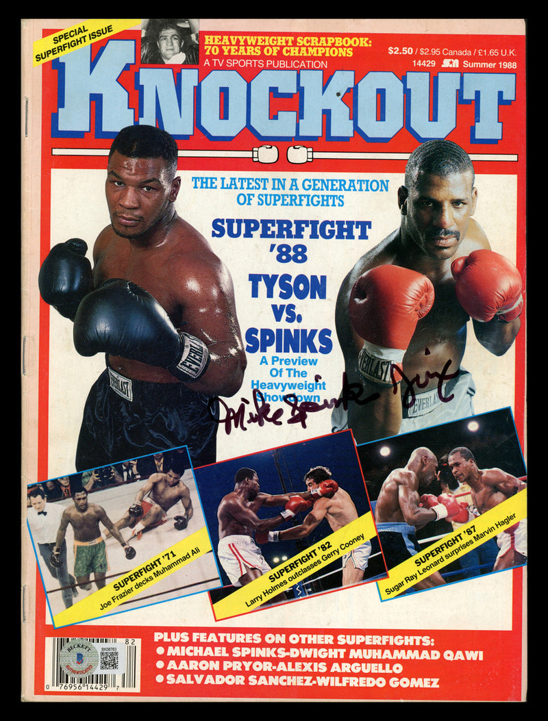 Michael Spinks "Jinx" Autographed KO Magazine Beckett BAS QR #BK08763