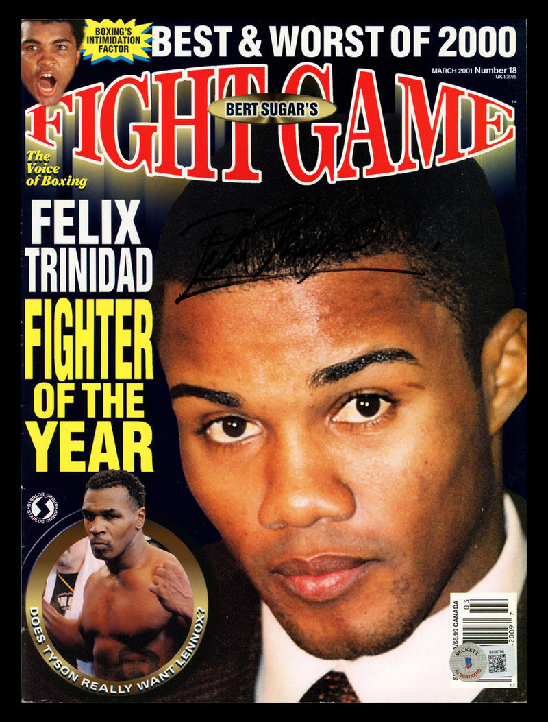 Felix Trinidad Autographed Fight Game Magazine Beckett BAS QR #BK08786