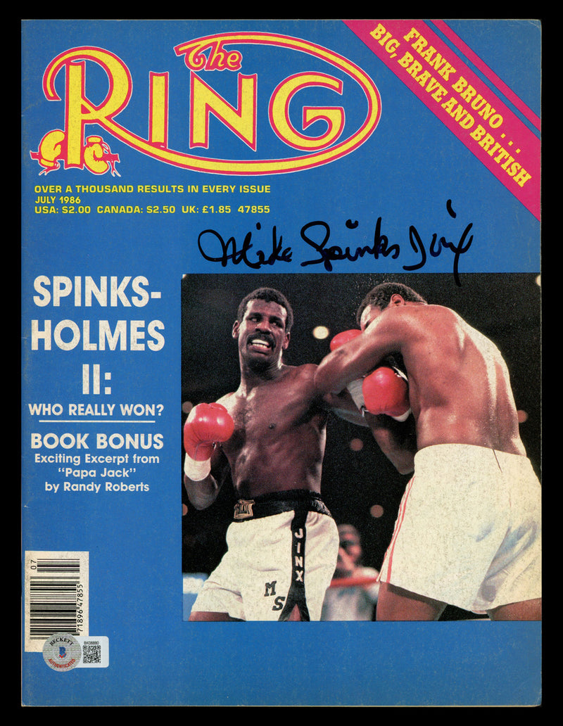 Michael Spinks "Jinx" Autographed Ring Magazine Beckett BAS QR #BK08880