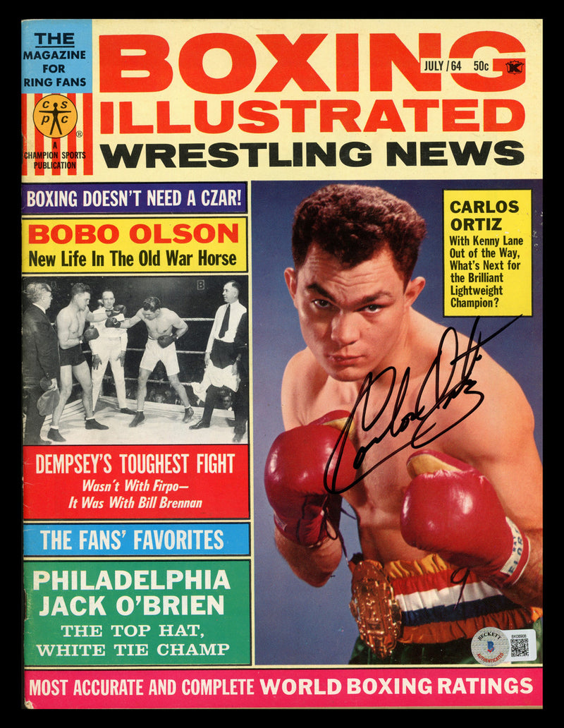 Carlos Ortiz Autographed Boxing Illustrated Magazine Beckett BAS QR #BK08908