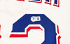 Texas Rangers Evan Carter Autographed White Nike Jersey Size XLT "23 WS Champs" Beckett BAS Witness Stock #236695
