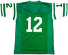 New York Jets Joe Namath Autographed Green Jersey Beckett BAS Witness Stock #237707