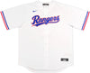 Texas Rangers Evan Carter Autographed White Nike Jersey Size 2XLT "23 WS Champs" Beckett BAS Witness Stock #236694
