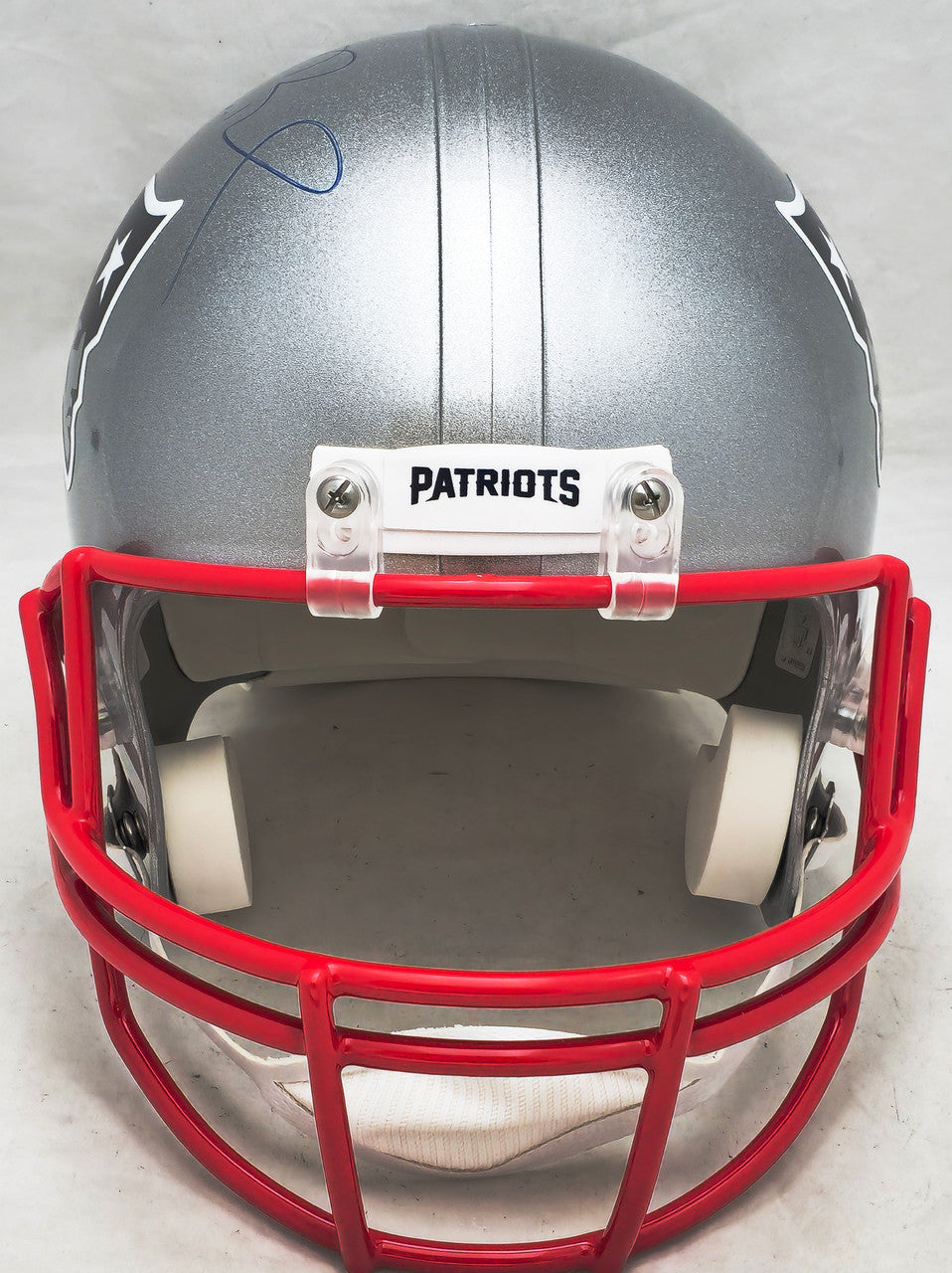 Tom Brady Autographed New England Patriots Silver Full Size Replica Helmet Fanatics Holo #B062648