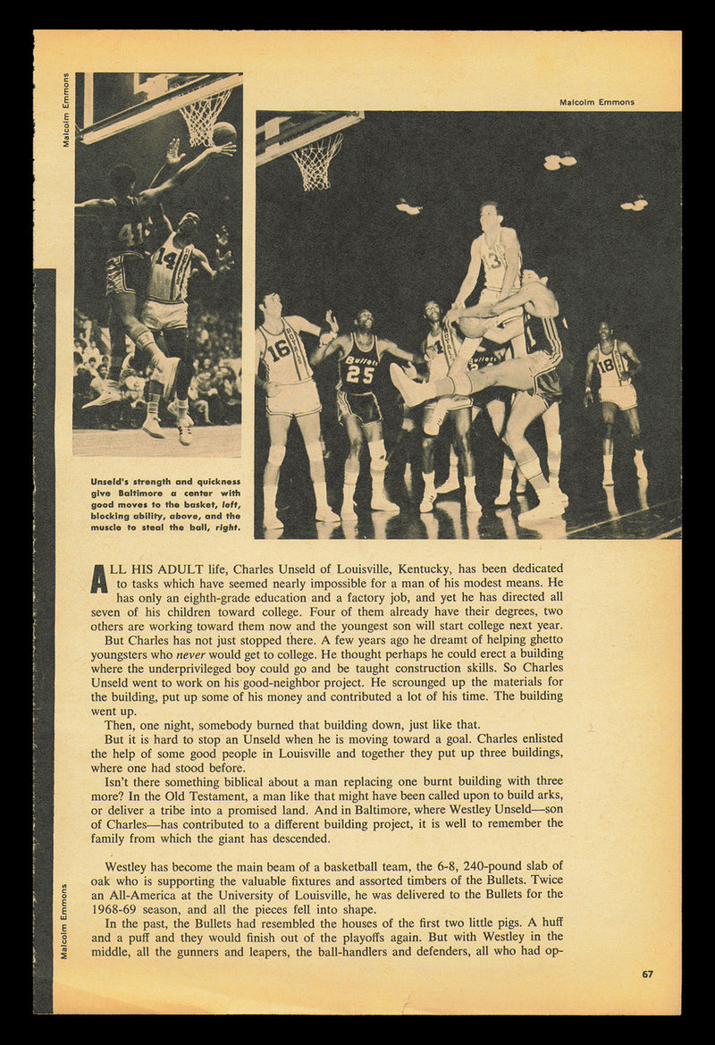 Wes Unseld Autographed 7x11 Magazine Photo Washington Bullets SKU #237868
