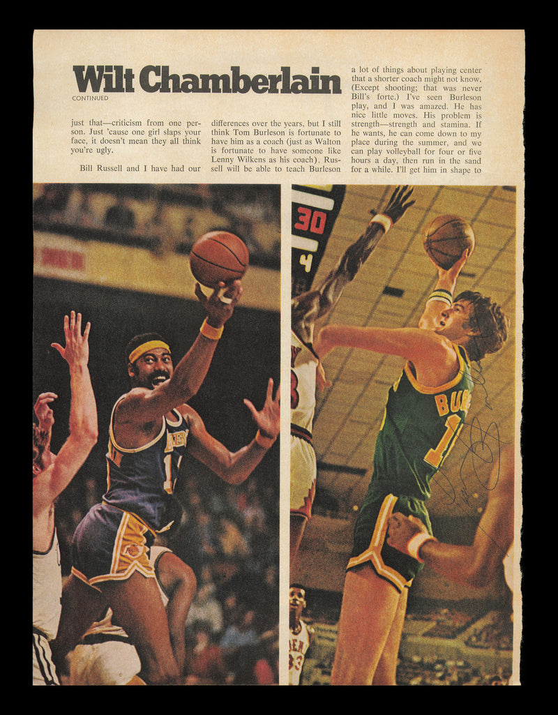 Tom Burleson Autographed 8x11 Magazine Photo Seattle Supersonics SKU #237976
