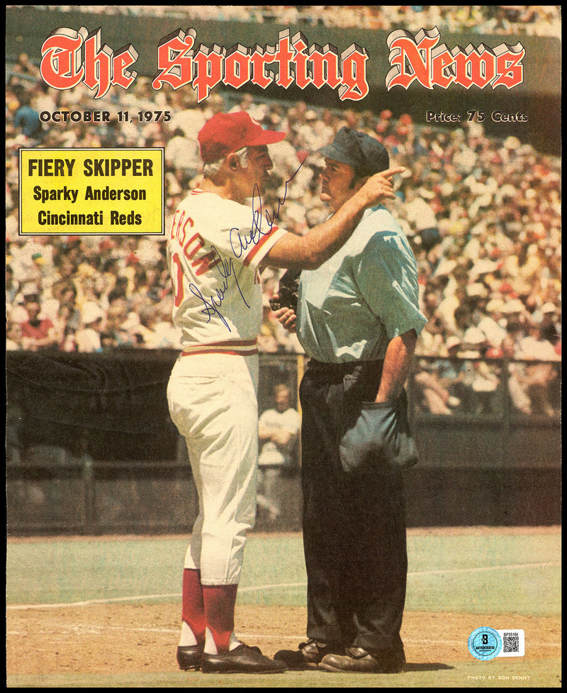 Sparky Anderson Autographed Sporting News Cover Cincinnati Reds Beckett BAS QR #BP55184