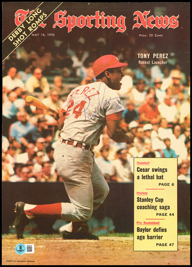Tony Perez Autographed Sporting News Cover Cincinnati Reds Beckett BAS QR #BP55175