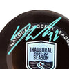 Yanni Gourde Autographed Official Seattle Kraken Inaugural Season Logo Hockey Game Puck Signed In Teal Fanatics Holo Stock #211605