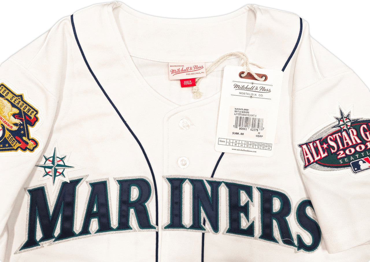 Seattle Mariners Ichiro Suzuki Autographed White Mitchell & Ness 2001 All Star Game Patch Rookie Year Jersey Size 40 "HOF 25" IS Holo & Beckett BAS Witness QR Stock #238314