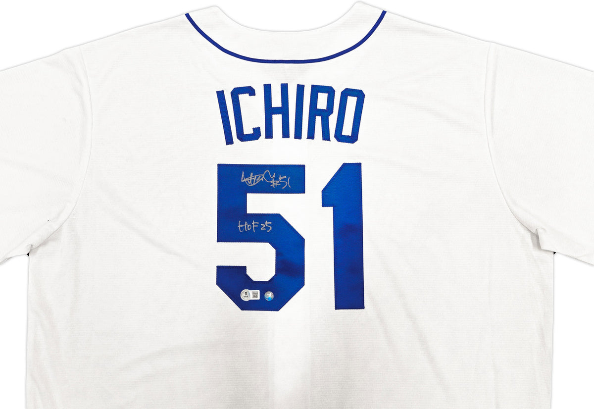 Seattle Mariners Ichiro Suzuki Autographed White Nike Cooperstown Collection Jersey Size XXL "HOF 25" IS Holo & Beckett BAS Witness QR Stock #238319
