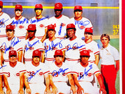 1976 Cincinnati Reds Big Red Machine Team Autographed Framed 24x36 Poster With 27 Signatures Including Johnny Bench & Pete Rose Beckett BAS Stock #223770