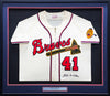 Eddie Mathews Autographed Framed Grey Authentic Mitchell & Ness Jersey Milwaukee Braves Size L Beckett BAS #BK44626