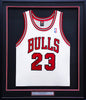 Michael Jordan Autographed Framed White Nike Jersey Chicago Bulls "Best Wishes" JSA #YY39497