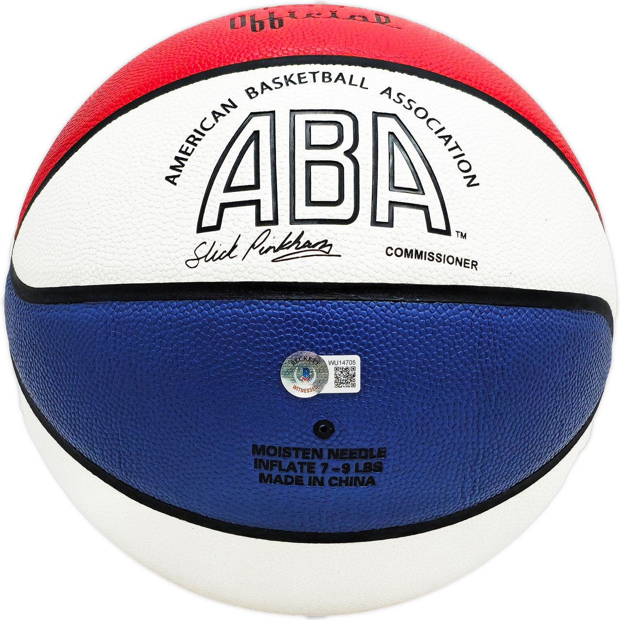 Julius "Dr. J" Erving Autographed Red, White & Blue ABA Logo Basketball New Jersey Nets Beckett BAS Witness Stock #222789