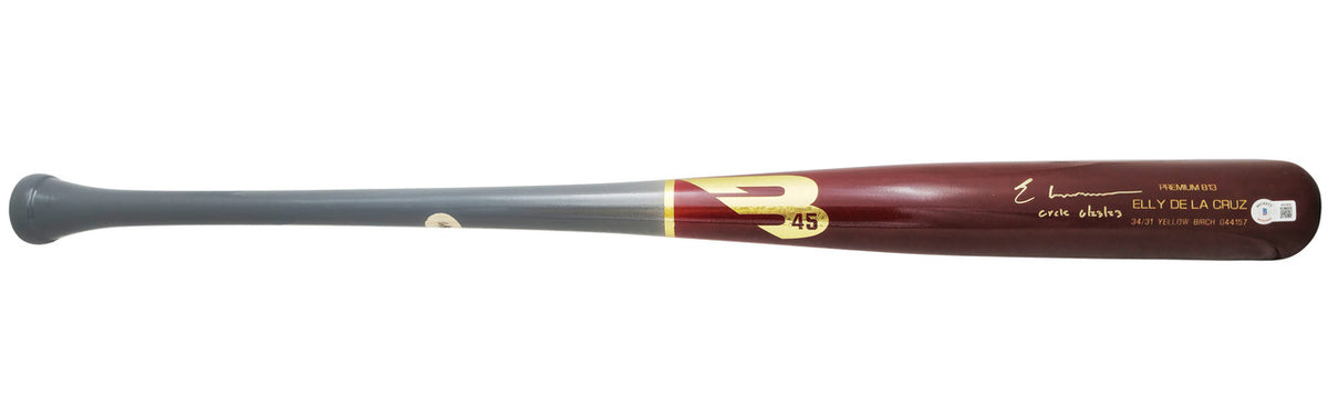 Elly De La Cruz Autographed Red B45 Player Model Baseball Bat Cincinnati Reds "Cycle 6/23/23" Beckett BAS Witness Stock #222802