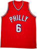 Philadelphia 76ers Julius "Dr. J" Erving Autographed Red Jersey Beckett BAS Witness Stock #222788