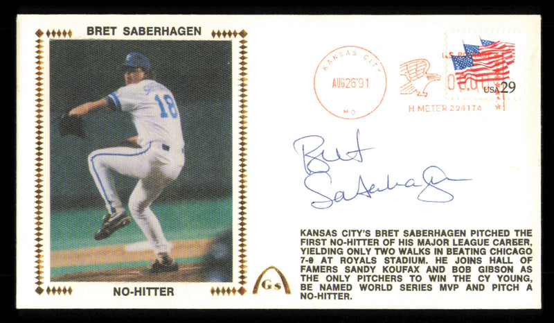 Bret Saberhagen Autographed 1991 First Day Cover Kansas City Royals SKU #222424