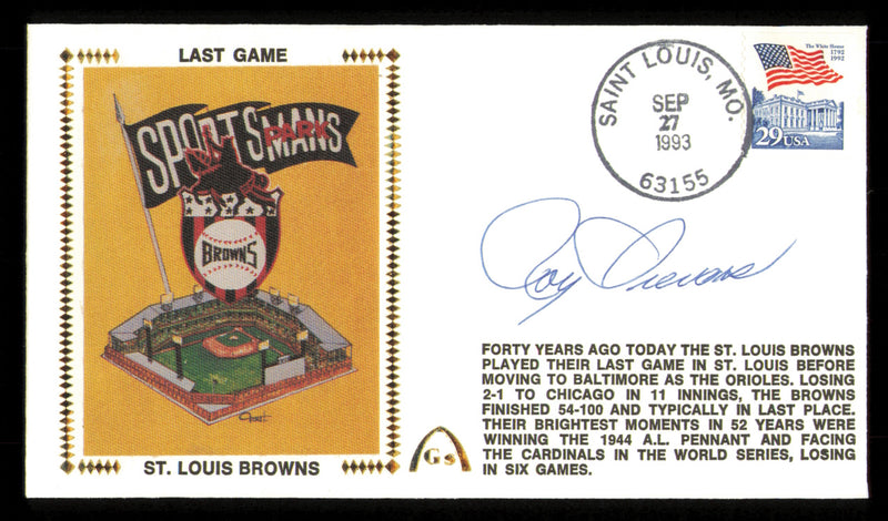Roy Sievers Autographed 1993 First Day Cover St. Louis Browns SKU #222431