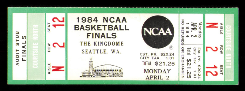 1984 NCAA Basketball Tournament Finals Unsigned Full Ticket Georgetown vs. Houston in Seattle SKU #222593