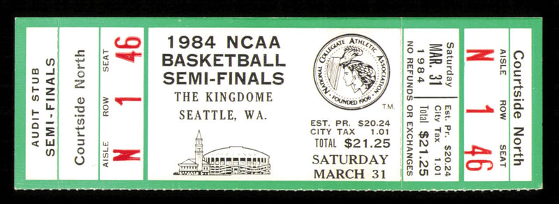 1984 NCAA Basketball Tournament Semi Finals Unsigned Full Ticket Georgetown SKU #222602