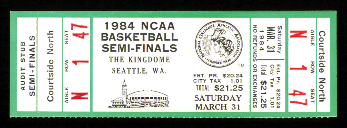 1984 NCAA Basketball Tournament Semi Finals Unsigned Full Ticket Georgetown SKU #222603
