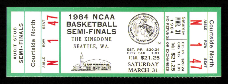1984 NCAA Basketball Tournament Semi Finals Unsigned Full Ticket Georgetown SKU #222603