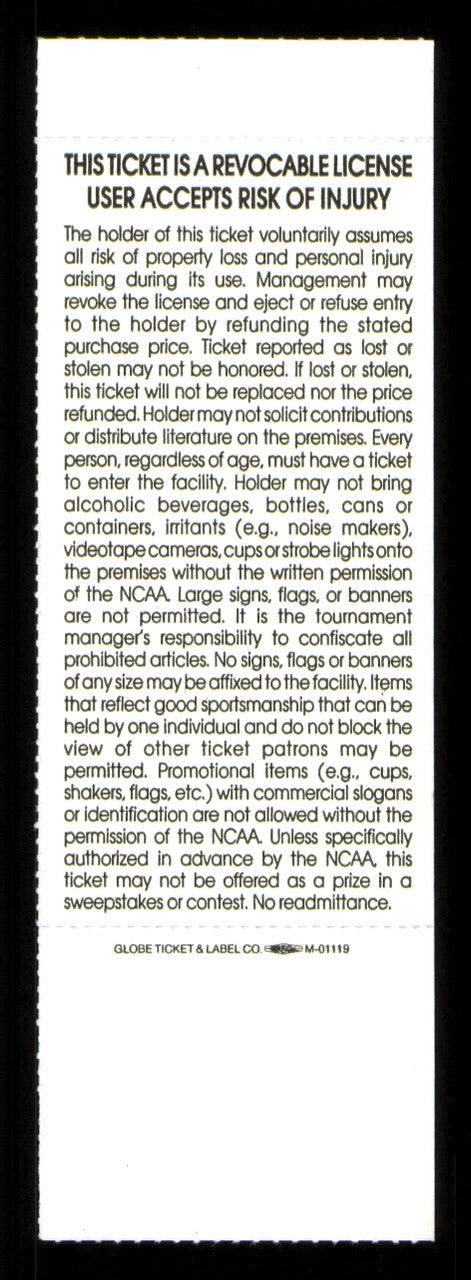 1993 NCAA Basketball Tournament West Regional Finals Unsigned Full Ticket Michigan SKU #222612