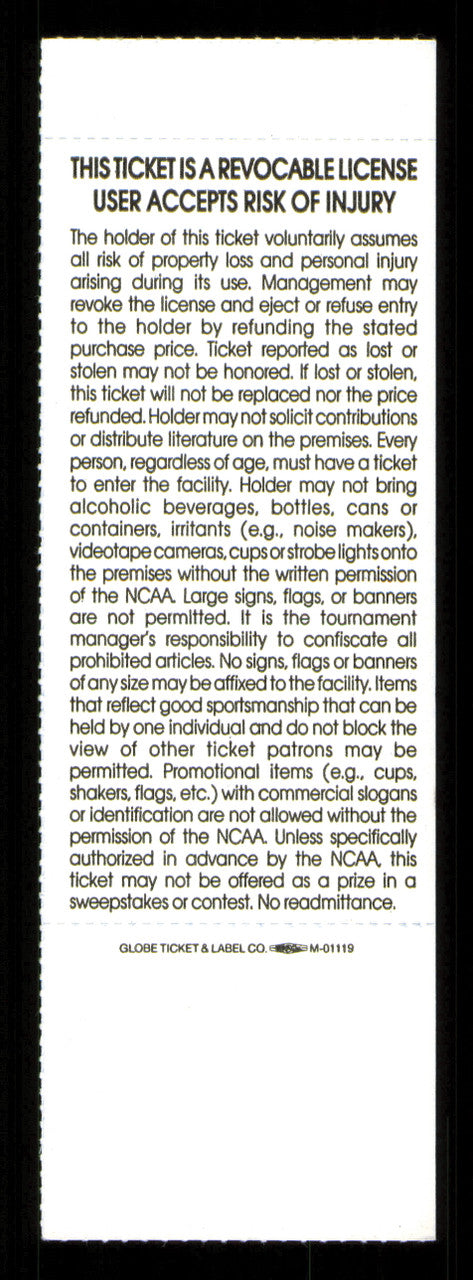 1993 NCAA Basketball Tournament West Regional Finals Unsigned Full Ticket Michigan SKU #222613