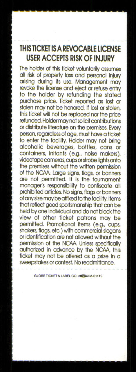 1993 NCAA Basketball Tournament West Regional Finals Unsigned Full Ticket Michigan SKU #222614