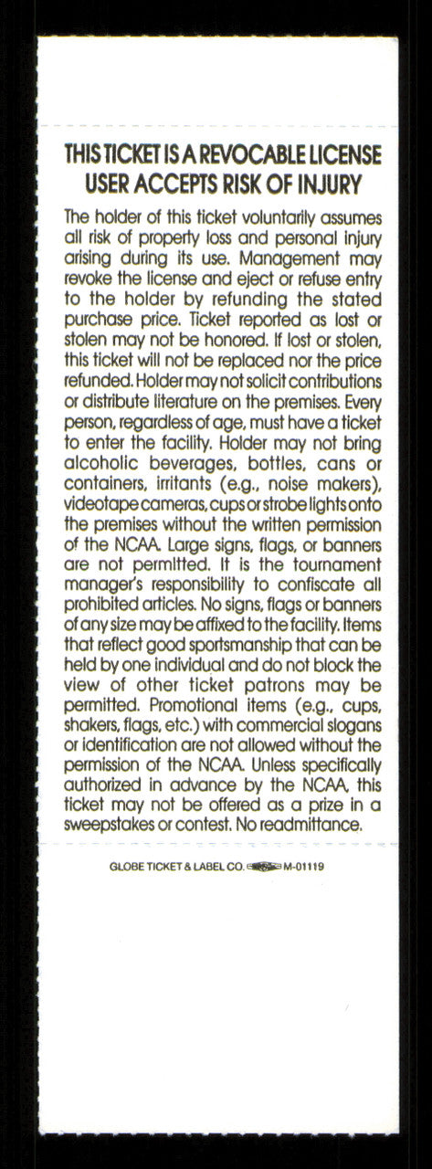 1993 NCAA Basketball Tournament West Regional Finals Unsigned Full Ticket Michigan SKU #222615