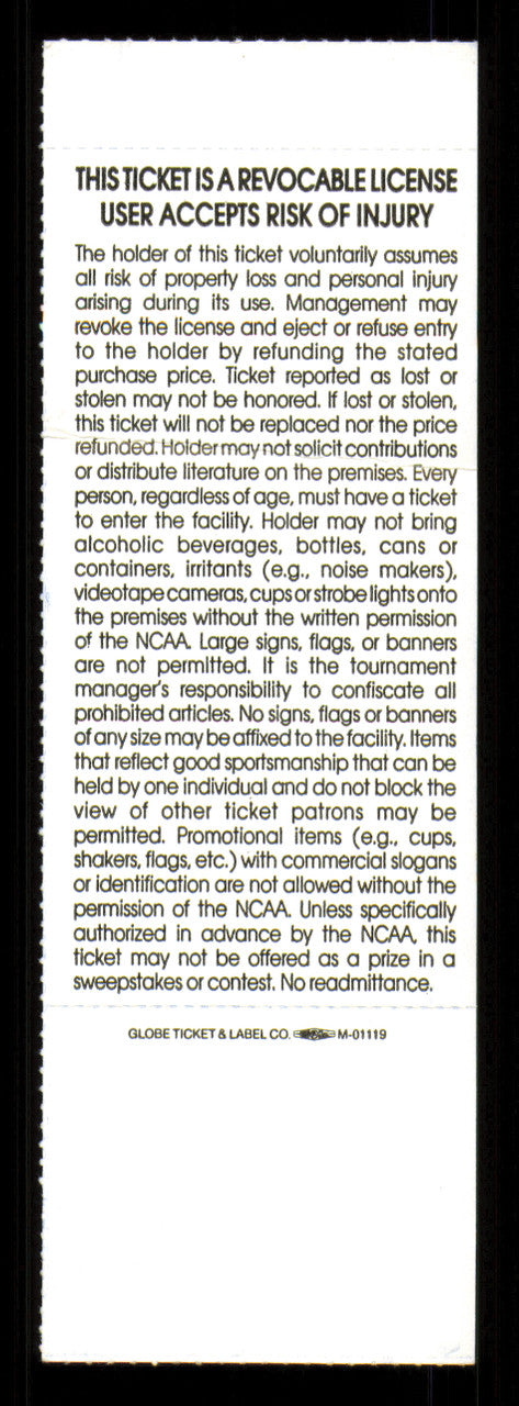 1993 NCAA Basketball Tournament West Regional Finals Unsigned Full Ticket Michigan (Creases) SKU #222649