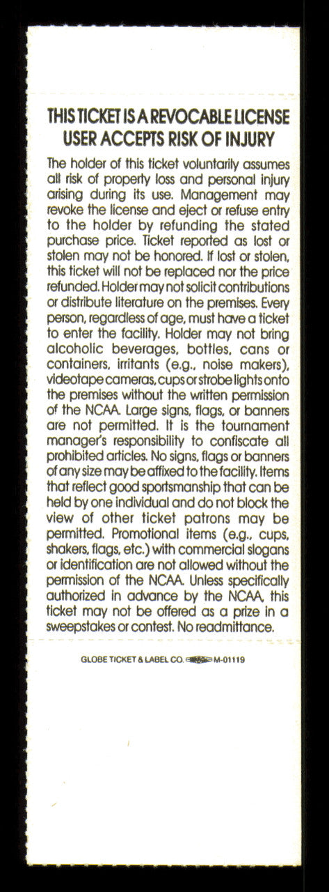 1993 NCAA Basketball Tournament West Regional Finals Unsigned Full Ticket Michigan SKU #222664