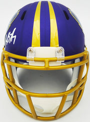 Rashod Bateman Autographed Baltimore Ravens 2024 Alternate Purple Speed Mini Helmet Beckett BAS Witness Stock #238351