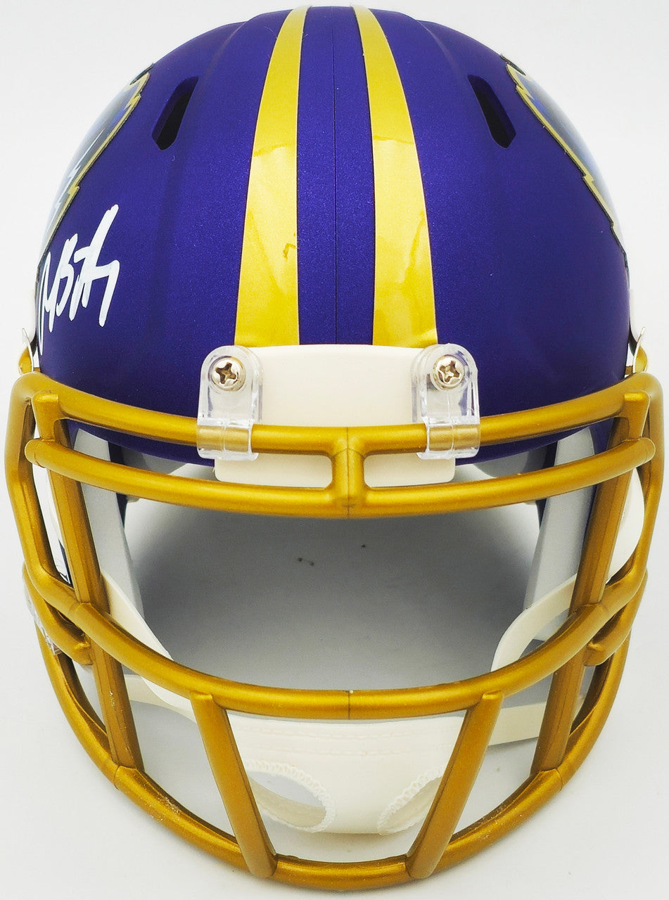 Rashod Bateman Autographed Baltimore Ravens 2024 Alternate Purple Speed Mini Helmet Beckett BAS Witness Stock #238351