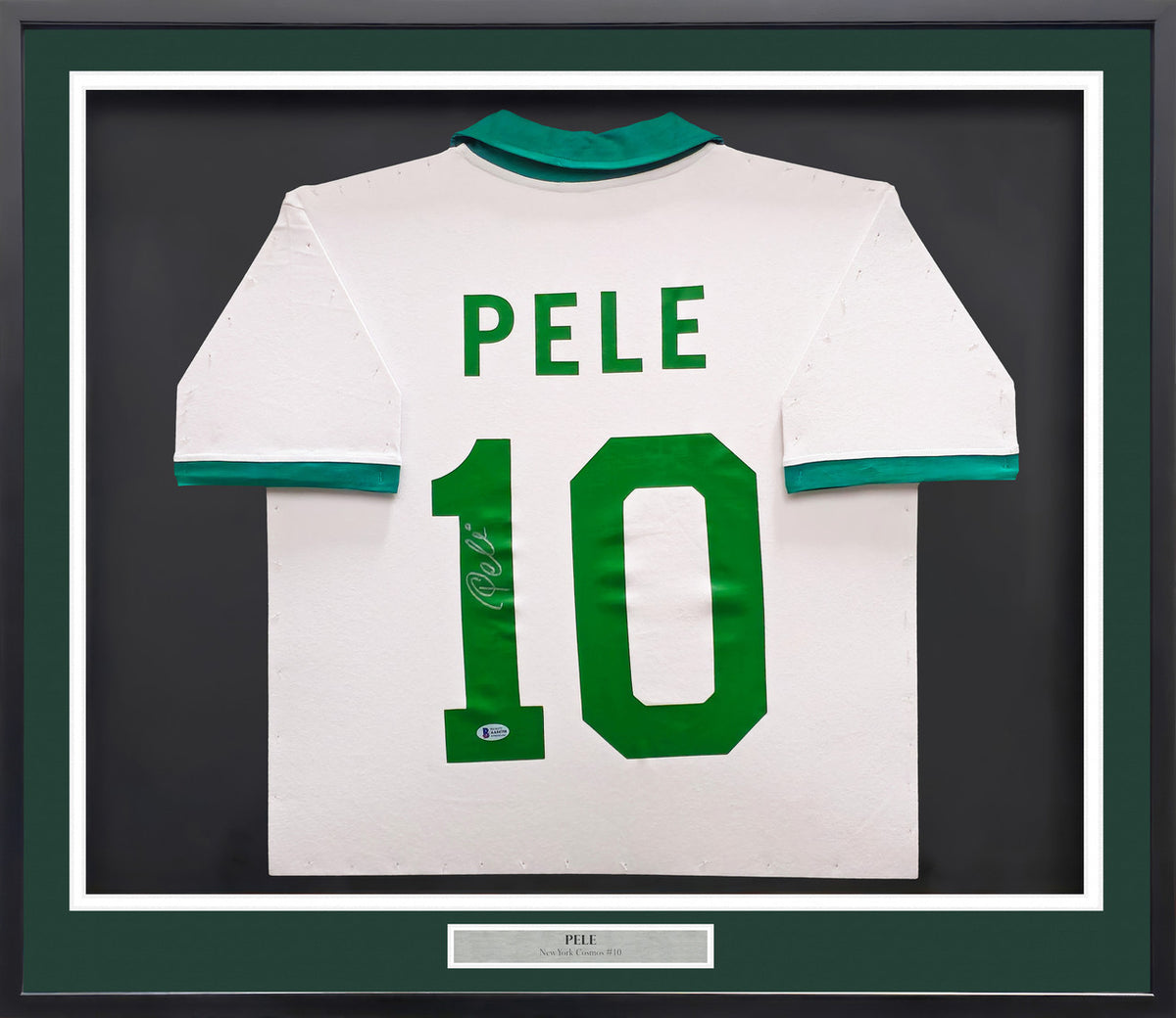 New York Cosmos Pele Autographed Framed White Jersey Beckett BAS Stock #265450