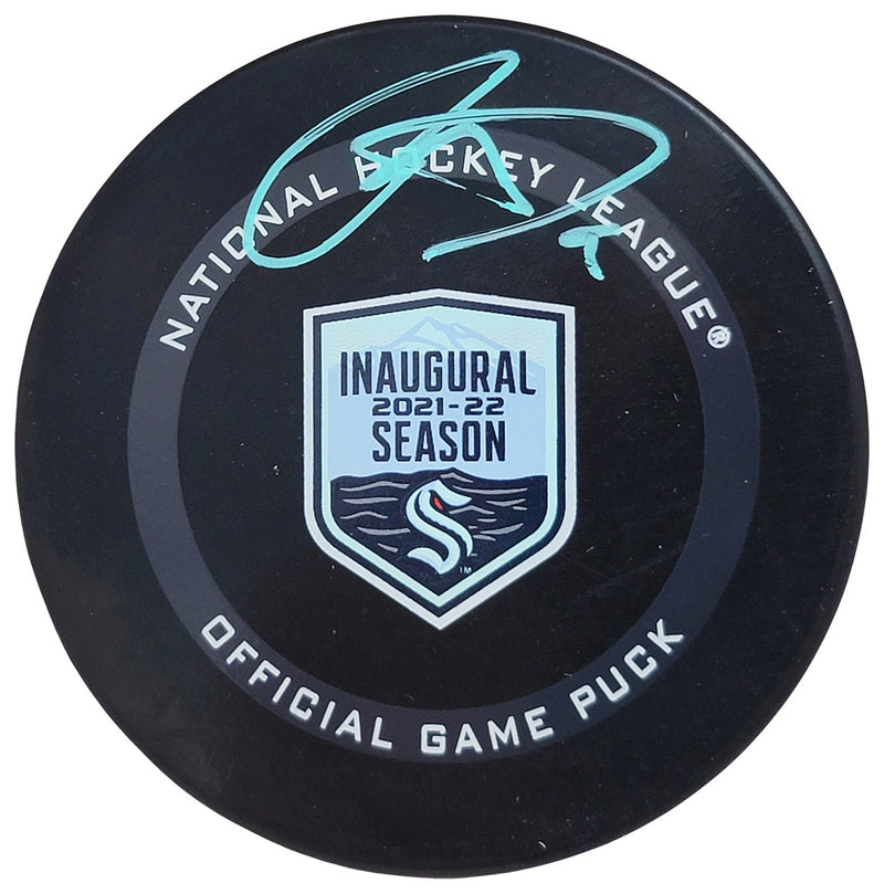Ryan Donato Autographed Official Seattle Kraken Inaugural Season Logo Hockey Game Puck Fanatics Holo Stock #211732