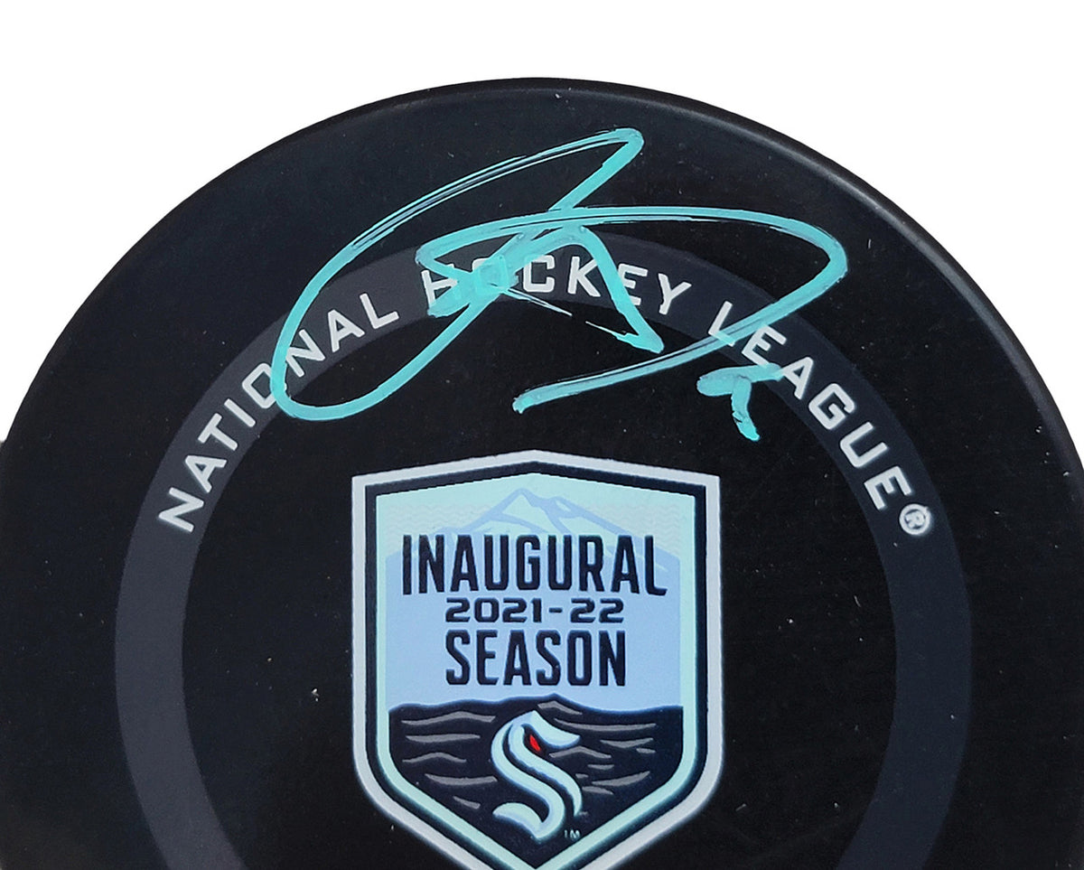Ryan Donato Autographed Official Seattle Kraken Inaugural Season Logo Hockey Game Puck Fanatics Holo Stock #211732