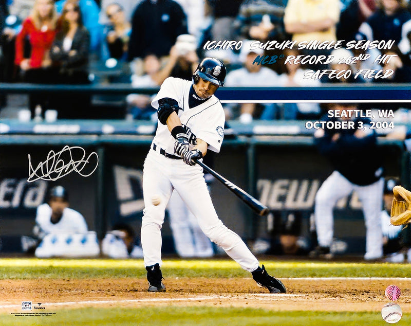Ichiro Suzuki Autographed 16x20 Photo Seattle Mariners 262 Hit MLB Hit Record IS Holo Stock #212177