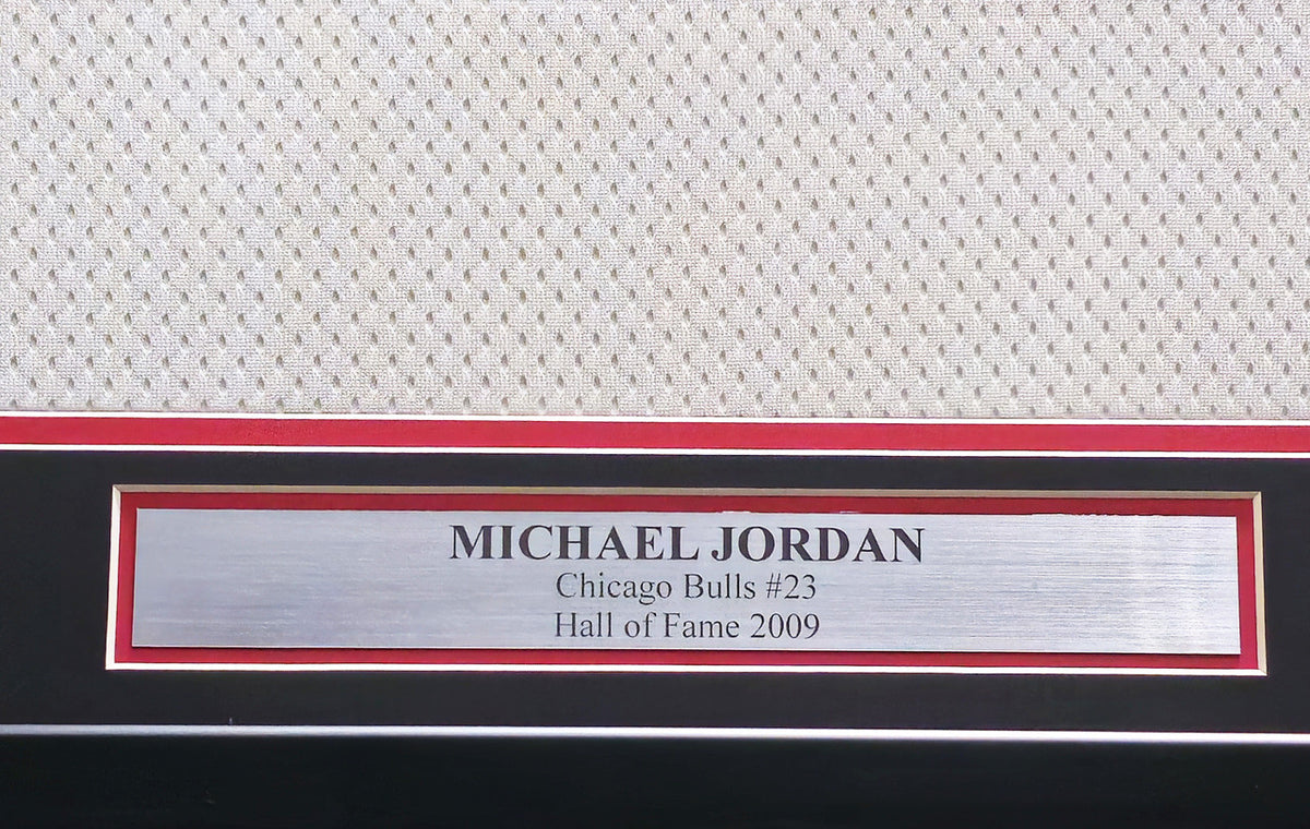 Chicago Bulls Michael Jordan Autographed Framed White Nike Authentic 1998-99 Retirement Season Jersey Beckett BAS & UDA Holo #BAF78946