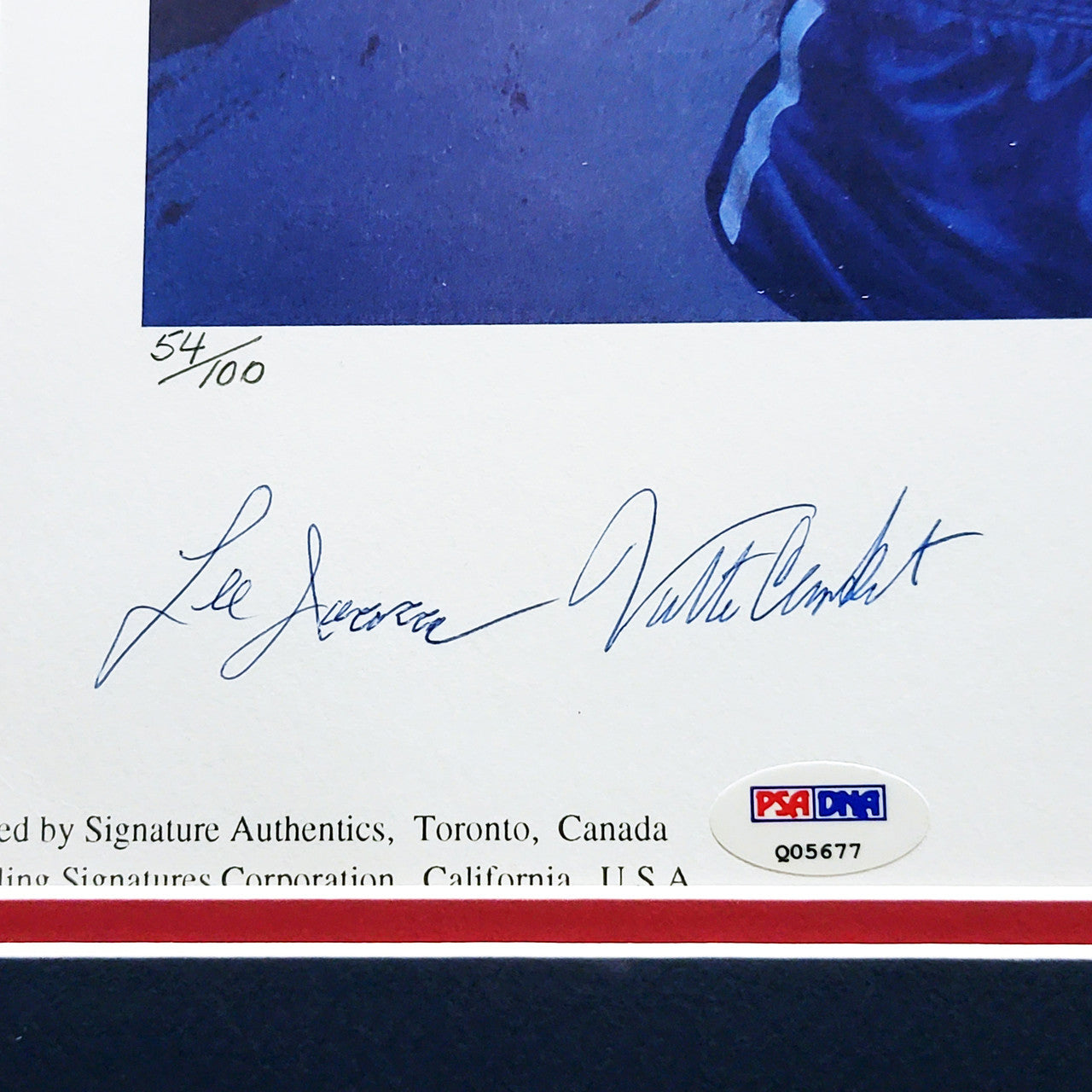 Victory Autographed Framed 19x22 Lithograph Photo With 7 Signatures Including Neil Armstrong, Muhammad Ali, & Hank Aaron #/100 With Artist Proof PSA/DNA Stock #210992