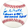 Joe Astroth Autographed Official League Baseball Phil. A's "Record 6 RBI's One Inning 9-23-50" SKU #225645