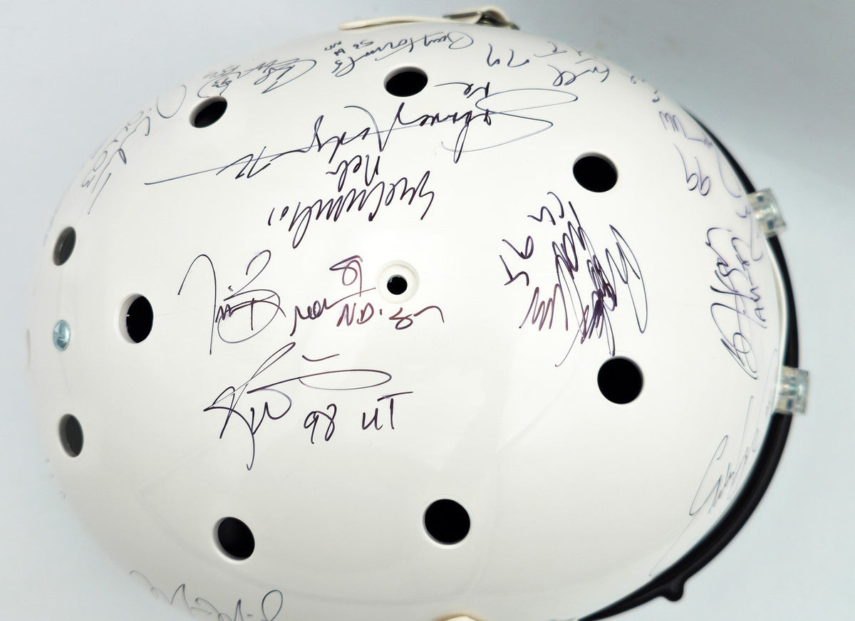 College Football's Best Heisman Winners Autographed White Shutt Authentic Full Size Helmet With 24 Signatures Including Barry Sanders Steiner Holo #SS149806