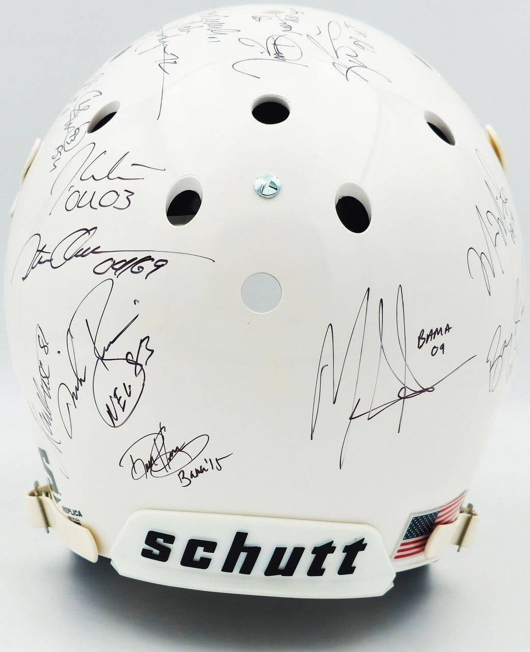 College Football's Best Heisman Winners Autographed White Shutt Authentic Full Size Helmet With 24 Signatures Including Barry Sanders Steiner Holo #SS149806
