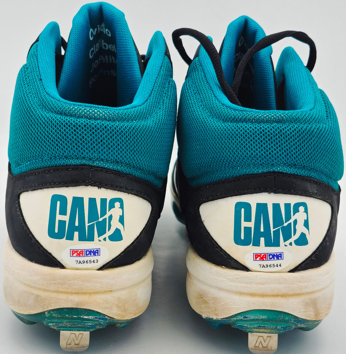 Robinson Cano Autographed Pair of Game Used Black & Teal New Balance Revlite Cleats Seattle Mariners PSA/DNA #7A96543 & 7A96544