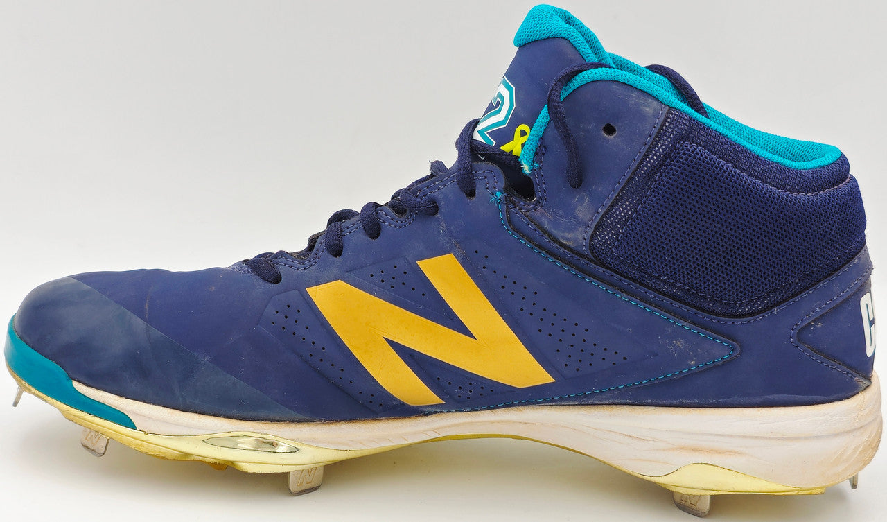 Robinson Cano Autographed Pair of Game Used Blue, Gold & Teal New Balance Revlite Cleats Seattle Mariners PSA/DNA #7A96537 & 7A96538
