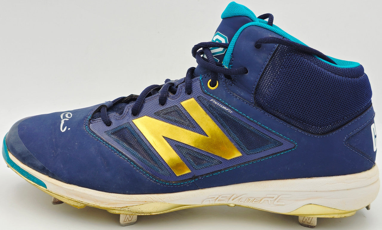 Robinson Cano Autographed Pair of Game Used Blue, Gold & Teal New Balance Revlite Cleats Seattle Mariners PSA/DNA #7A96537 & 7A96538