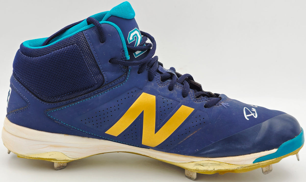 Robinson Cano Autographed Pair of Game Used Blue, Gold & Teal New Balance Revlite Cleats Seattle Mariners PSA/DNA #7A96537 & 7A96538